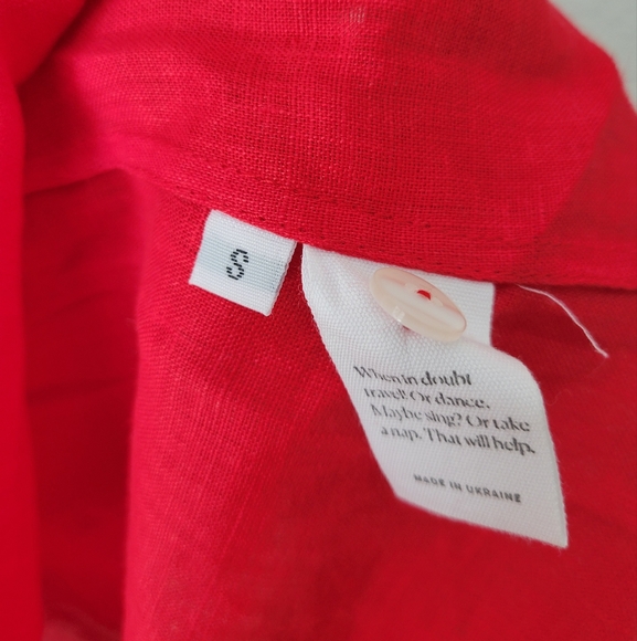 Sleeper red 100% linen brigitte midi dress, small - Picture 6 of 7